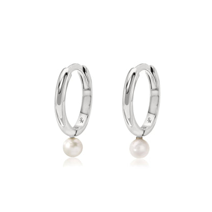 Single Pearl Hoop - 11  mm