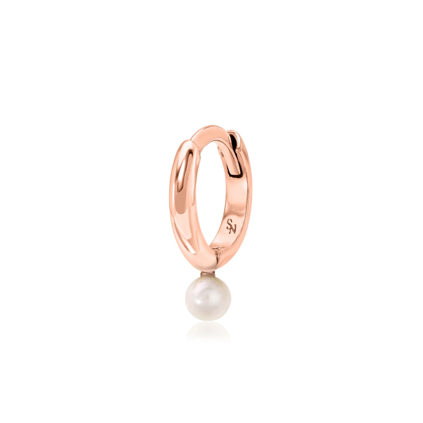 Single Pearl Hoop - 9 mm, Single