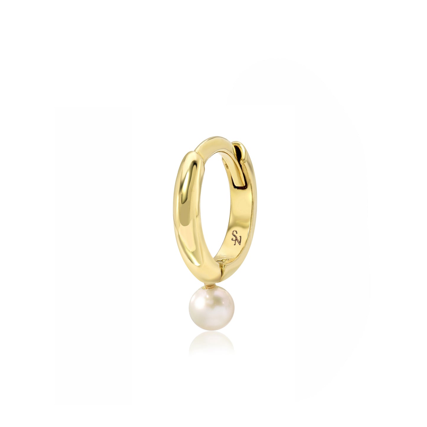 Single Pearl Hoop - 9 mm, Single