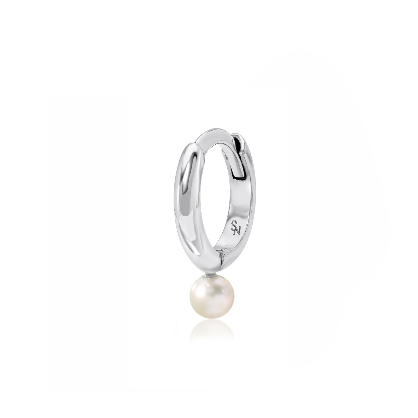 Single Pearl Hoop - 9 mm, Single