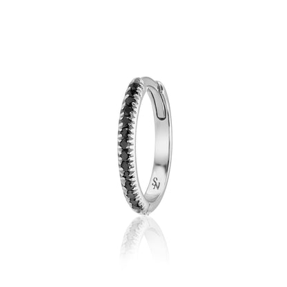 Huggie Hoop with Black Diamonds - 13 mm, Single