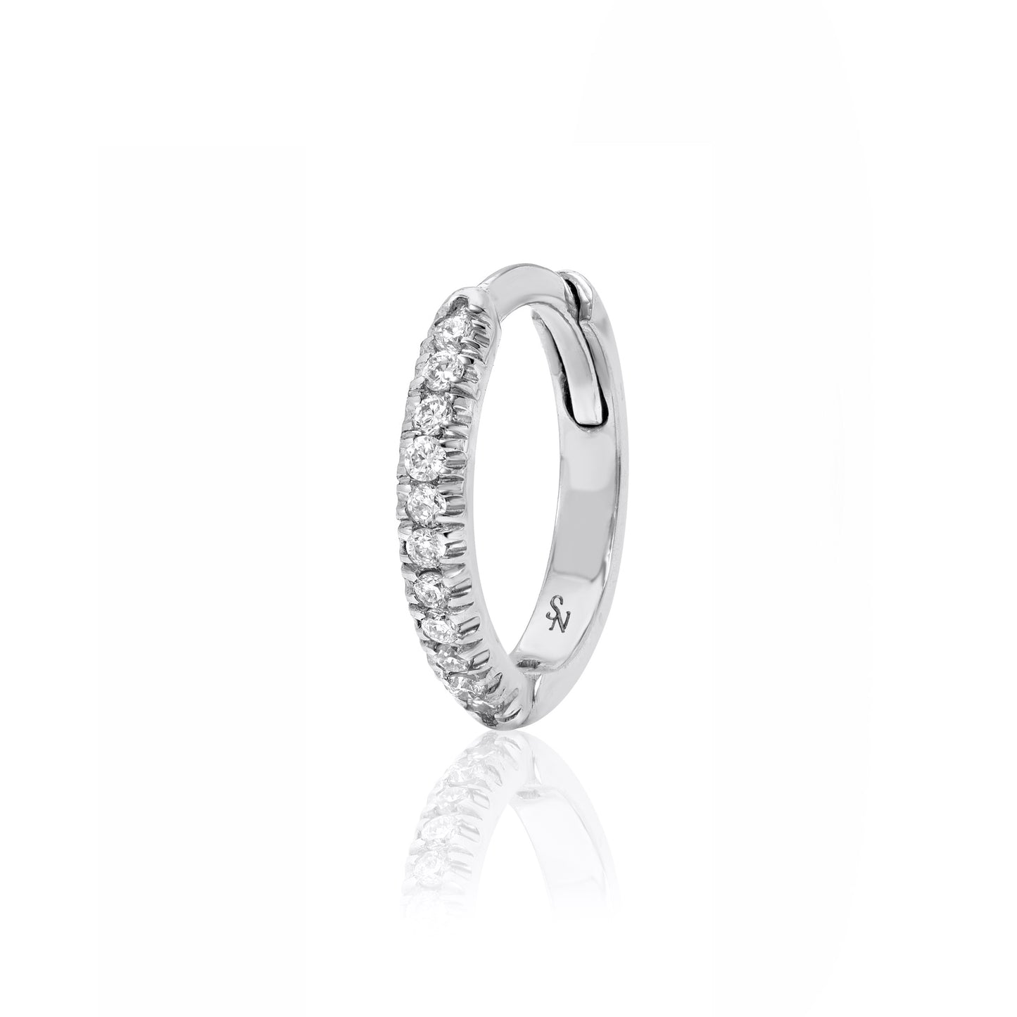 Huggie Hoop with Diamonds - 11 mm, Single