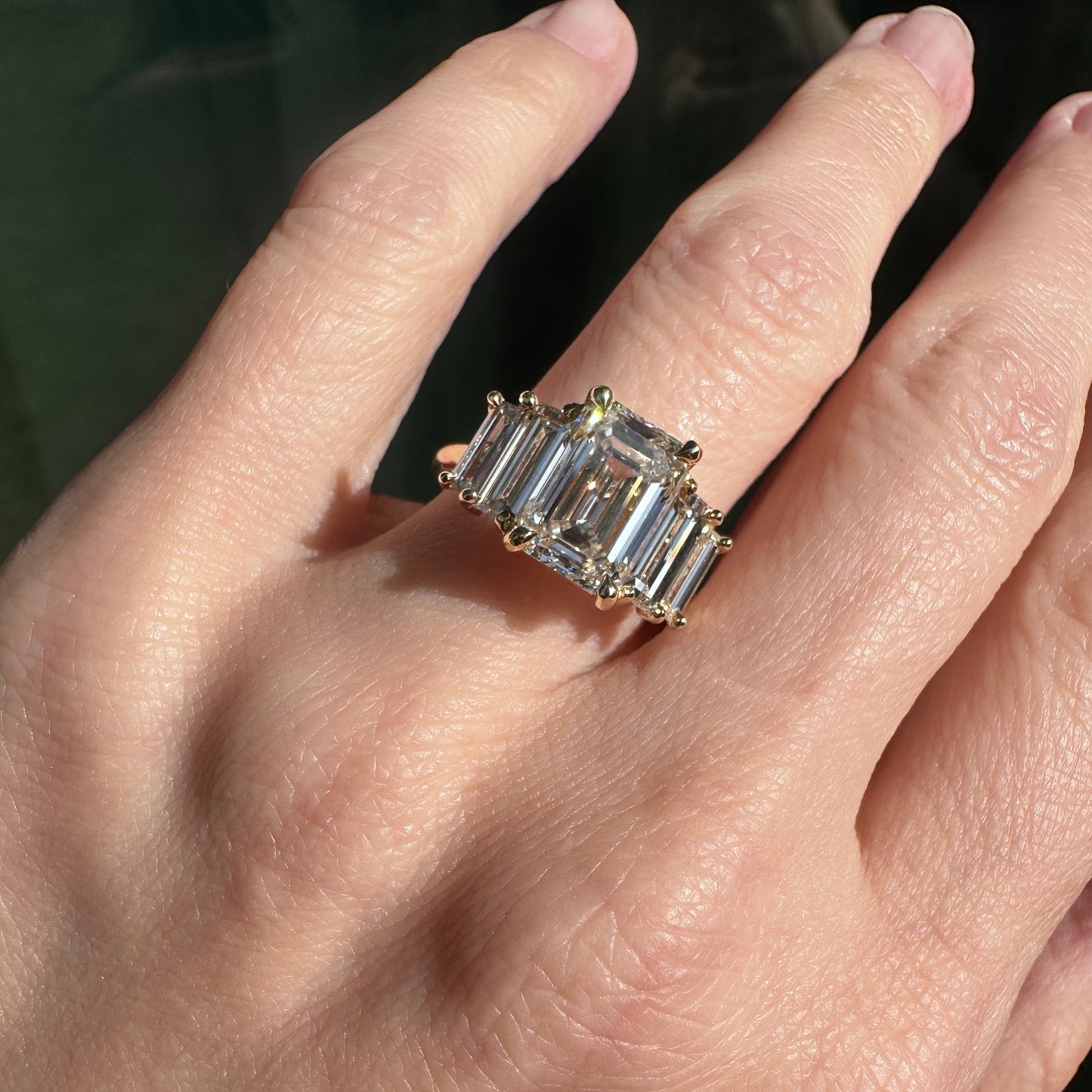 5 Stone Emerald Cut Diamond Ring