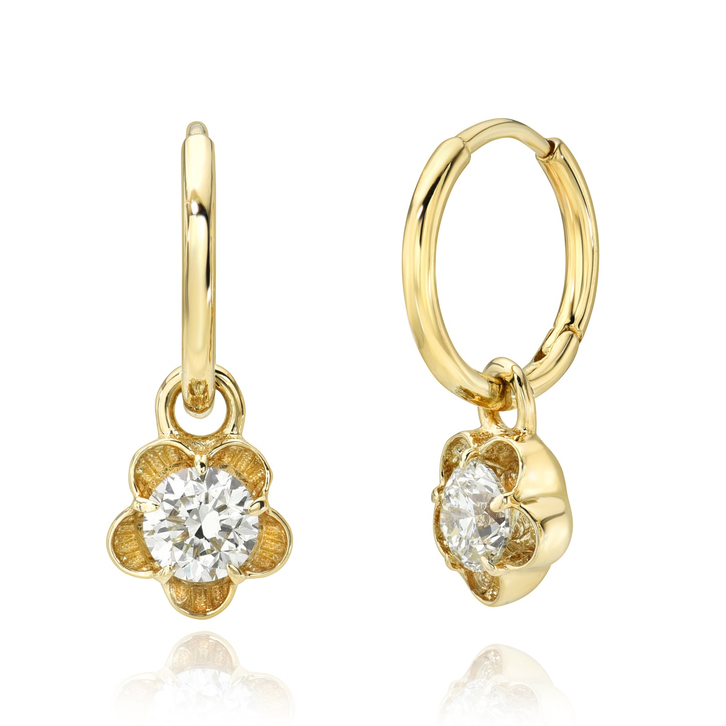 Art Flower Diamond Hoop Charms