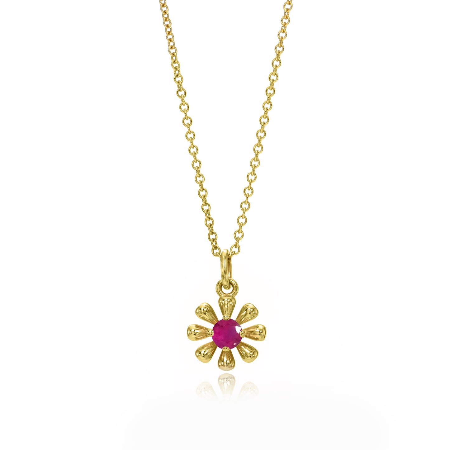 Flower Power Charm Necklace with Ruby