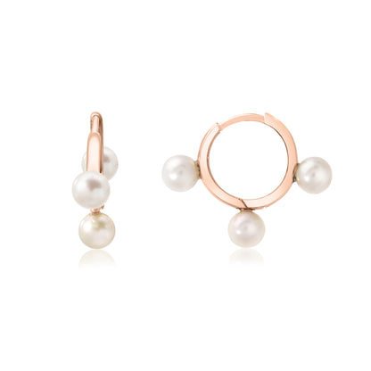 Triple Pearl Hoops